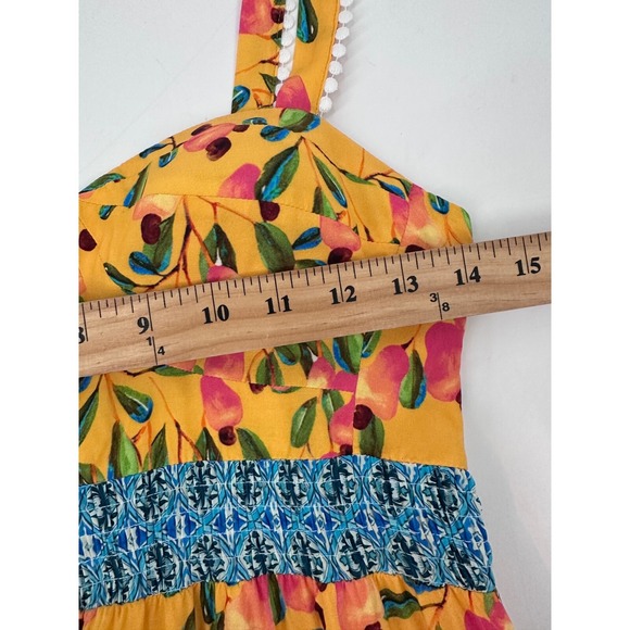 Farm Rio for Anthropologie Anjou‎ Maxi Dress Size 2 Tiered Padded Cup READ - Picture 15 of 16